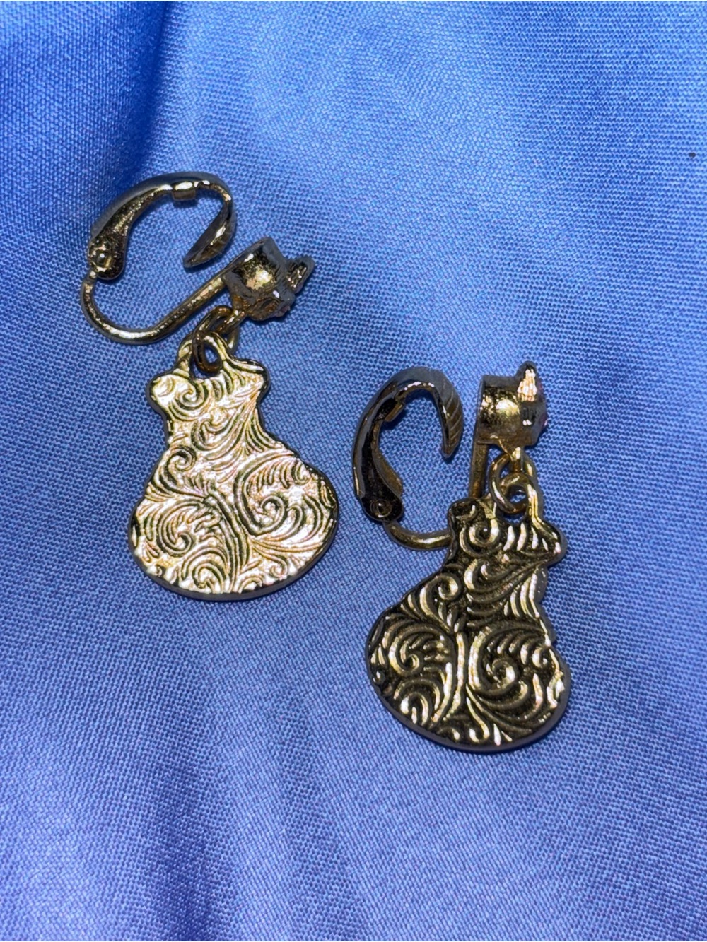 Beautiful rare htf pink gold tone clipon costume earrings vintage 60s jewelry - Picture 4 of 4